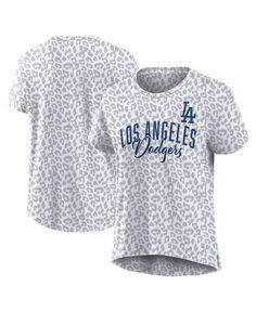 Женская белая футболка с леопардовым принтом Los Angeles Dodgers больших размеров Profile, белый