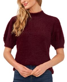 Женский свитер с короткими рукавами и воротником-стойкой с ресницами CeCe