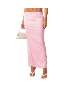 Женская атласная макси-юбка Brandi с разрезом сзади Edikted, розовый