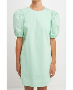 Женское мини-платье с пышными рукавами English Factory, зеленый