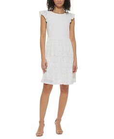 Женское трикотажное платье с развевающимися рукавами и люверсами Jessica Howard, белый