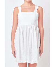 Женское мини-платье с воздушным шаром из смешанного материала English Factory, белый