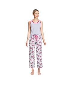 Женский вязаный пижамный комплект с майкой и укороченными брюками Lands&apos; End