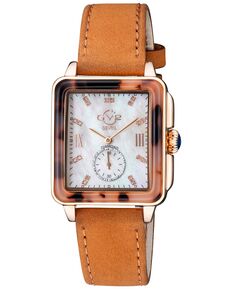 Женские часы Bari Tortoise, швейцарские кварцевые, коричневые кожаные часы, 30 x 34 мм GV2 by Gevril
