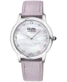 Женские часы Airolo из швейцарской кварцевой лавандовой кожи 36 мм Gevril, серебро