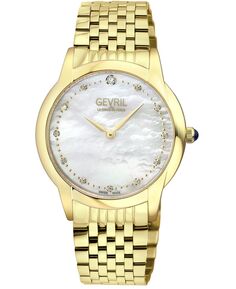 Женские часы Airolo швейцарские кварцевые золотистые из нержавеющей стали 36 мм Gevril, золотой