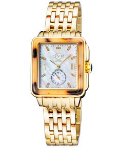 Женские часы Bari Tortoise, швейцарские кварцевые золотистые часы из нержавеющей стали, 30 x 34 мм GV2 by Gevril, золотой