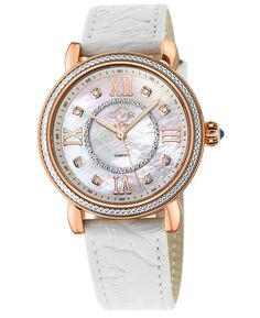 Женские швейцарские кварцевые белые кожаные часы Марсала 37 мм GV2 by Gevril