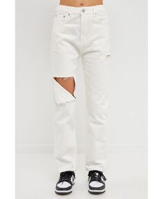 Женские рваные джинсы с высокой талией Grey Lab, белый