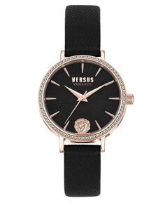 Женские кварцевые часы Mar Vista с тремя стрелками, черный кожаный ремешок, 34 мм Versus Versace, золотой