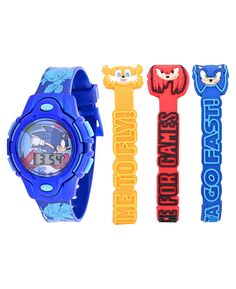 Детские унисекс часы Sega Sonic the Hedgehog с синим силиконовым ремешком, комплект 35,5 мм Accutime, синий