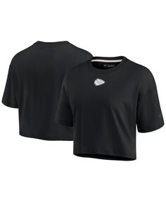 Черная женская укороченная футболка Kansas City Chiefs Super Soft с короткими рукавами Fanatics Signature, черный