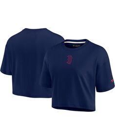 Женская темно-синяя укороченная футболка Boston Red Sox Super Soft с короткими рукавами Fanatics Signature, темно-синий