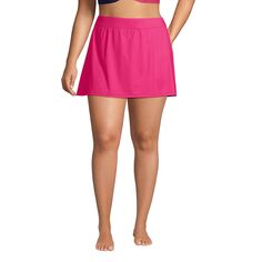 Женская юбка для плавания больших размеров с контролем живота, плавки для плавания Lands&apos; End, розовый