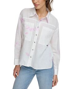 Женская рубашка на пуговицах с длинными рукавами и принтом DKNY Jeans