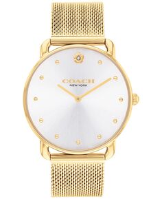 Женские часы Elliot из нержавеющей стали с сетчатым браслетом золотистого цвета, 36 мм COACH, золотой