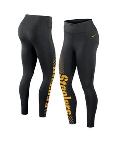 Черные женские леггинсы-кроссоверы Pittsburgh Steelers Yard Line Nike, черный