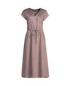 Женское платье миди из тенселя с v-образным вырезом Lands&apos; End