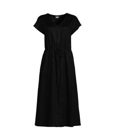 Женское платье миди из тенселя с v-образным вырезом Lands&apos; End, черный