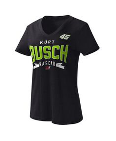 Женская черная футболка с v-образным вырезом Kurt Busch Dream Team G-III 4Her by Carl Banks, черный