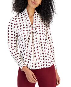 Женская блузка с завязками и манжетами с принтом Anne Klein
