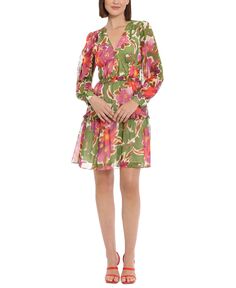 Женское многоуровневое платье с цветочным принтом Donna Morgan