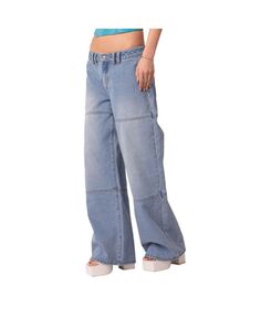Женские широкие джинсы с низкой посадкой и детальными швами Edikted