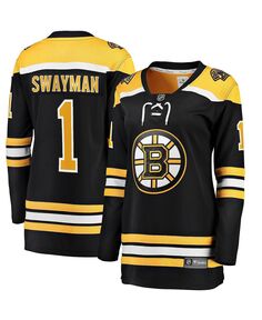 Женская черная домашняя футболка с логотипом Jeremy Swayman Boston Bruins 2017/18 Fanatics, черный