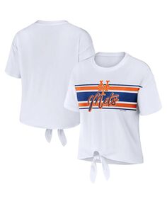 Женская белая футболка New York Mets с завязкой спереди WEAR by Erin Andrews, белый