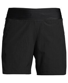 Женские шорты размера плюс 5 дюймов, быстросохнущие шорты с эластичной резинкой на талии, закрывающие шорты для плавания Lands&apos; End, черный