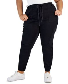 Модные брюки-карго с узкими штанинами больших размеров и завязками Celebrity Pink, черный