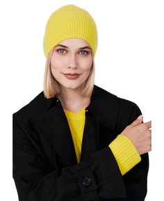 Женская шапка-бини из 100% чистого кашемира в рубчик Style Republic, желтый
