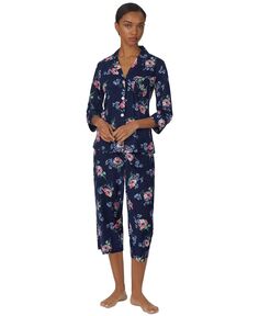 Миниатюрный, 2 шт. Хлопковый укороченный пижамный комплект Lauren Ralph Lauren