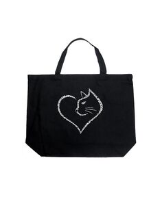 Кошачье сердце — большая сумка-тоут Word Art LA Pop Art, черный