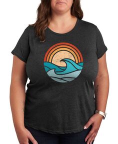 Модная футболка больших размеров с рисунком «Пляжные волны» Air Waves, серый
