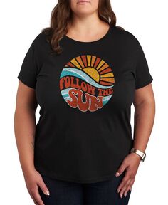 Модная футболка больших размеров с рисунком «Следуй за солнцем» Air Waves, черный