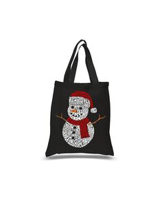 Рождественский снеговик — маленькая сумка-тоут Word Art LA Pop Art, черный