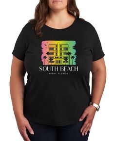 Модная футболка с рисунком больших размеров South Beach Air Waves, черный