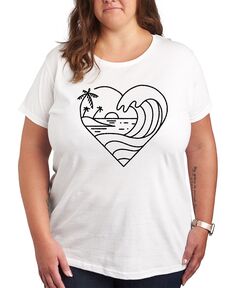 Модная футболка больших размеров с рисунком в виде сердца в стиле пляжного цвета Air Waves, белый