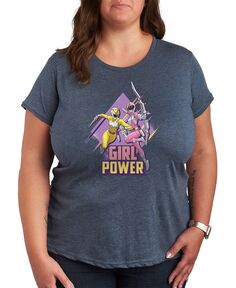 Модная футболка с рисунком Power для девочек больших размеров Air Waves, синий