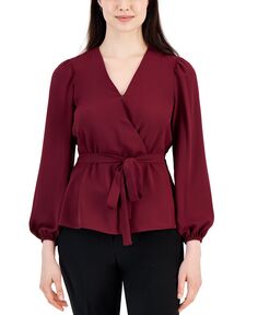 Женская блузка с длинными рукавами и искусственным запахом Anne Klein