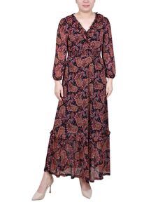 Женское сетчатое платье макси с длинными рукавами NY Collection