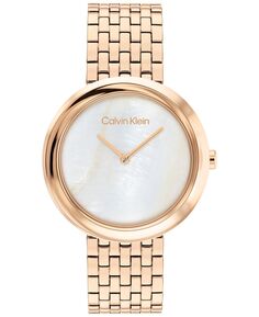 Женские кварцевые часы 2H с гвоздикой и золотистым браслетом из нержавеющей стали, 34 мм Calvin Klein