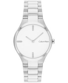 Женские кварцевые часы-браслет из нержавеющей стали 2H серебристого цвета, 30 мм Calvin Klein, серебро