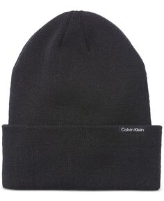 Женская двухслойная шапка с откидными манжетами Calvin Klein, черный