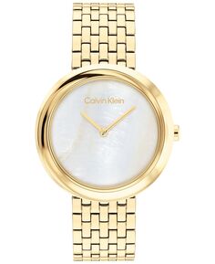 Женские кварцевые золотистые часы-браслет 2H из нержавеющей стали, 34 мм Calvin Klein, золотой