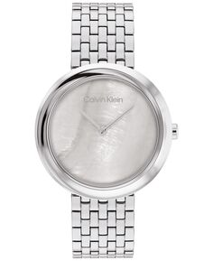 Женские часы 2H кварцевые серебристые с браслетом из нержавеющей стали, 34 мм Calvin Klein, серебро