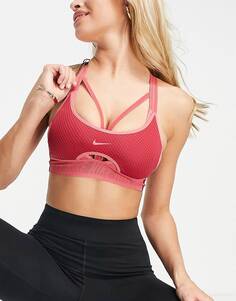 Розовый спортивный бюстгальтер с легкой поддерживающей сеткой и вырезами Nike Training Indy