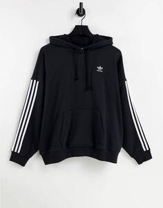 Черная худи с тремя полосками adidas Originals adicolor