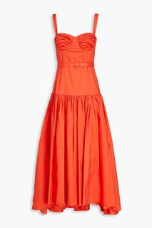 Платье миди Drenica из хлопкового поплина со сборками NICHOLAS, оранжевый
